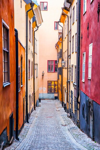 Oude straat in Gamla Stan in Stockholm