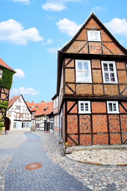 Oude straat in Quedlinburg Duitsland