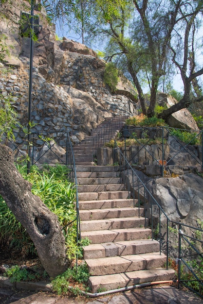 Oude trappen in Cerro Santa Lucia, Santiago, Chili