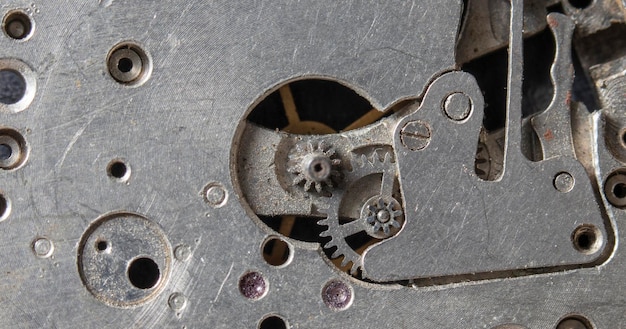 oude uurwerk metalen tandwielen close-up