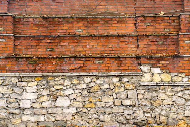 Oude vernietigde stenen vintage muur bouw achtergrond