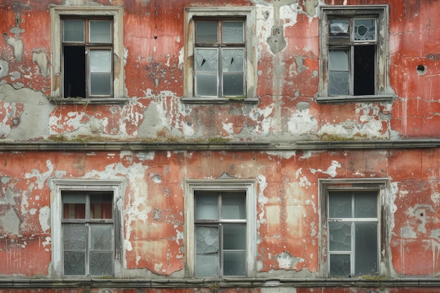 Foto oude verweerde gevel van het gebouw met afvallende verf