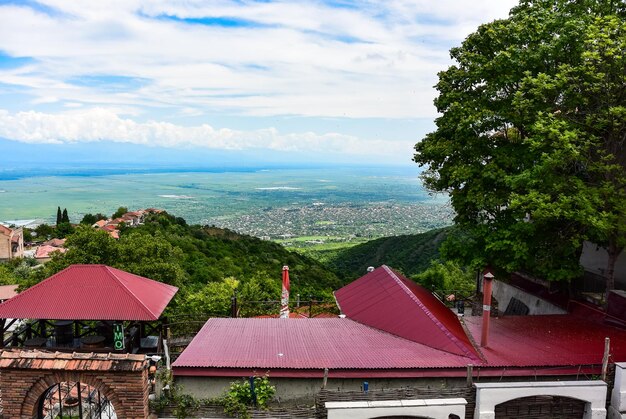 Oude vestingwerken in Sighnaghi, de hoofdstad van het Kakheti-wijngebied in Georgië, de Kaukasus Alazani-vallei, Georgië