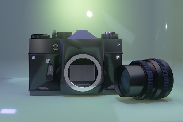 Oude vintage filmcamera 3D-rendering illustratie