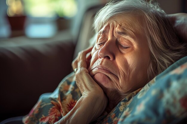 Oude vrouw voelt zich ziek Genereren van AI