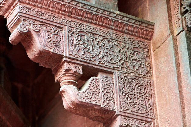 Oude wanddecoratie van Agra Red Fort prachtige decoratieve patronen op Red Fort