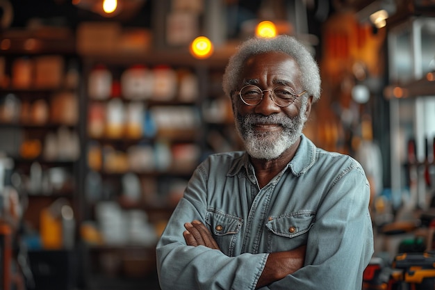 Oudere Afro-Amerikaanse man met een zout-peper baard