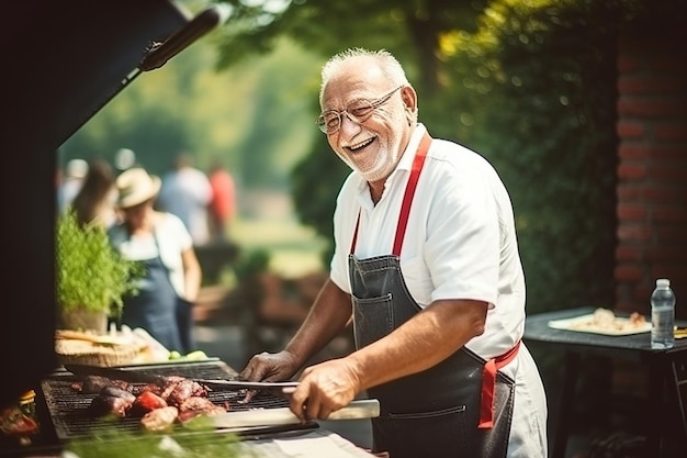 Oudere grootvader tuinportret generatieve AI