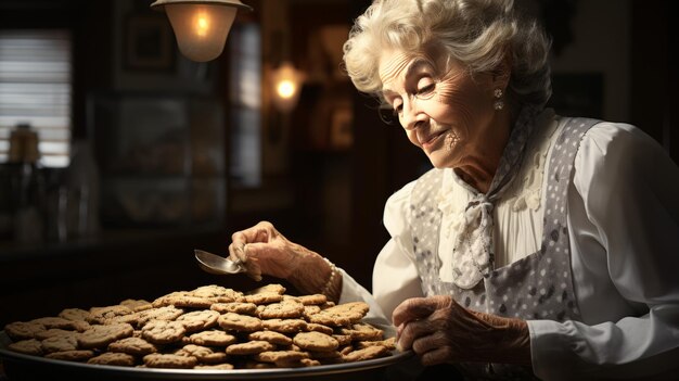 Foto oudere vrouw geniet van haar favoriete hobby