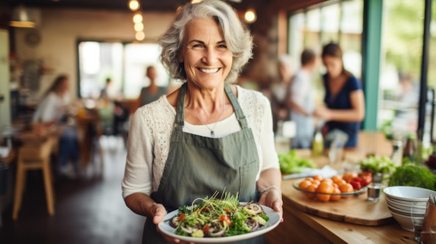 oudere vrouw koken