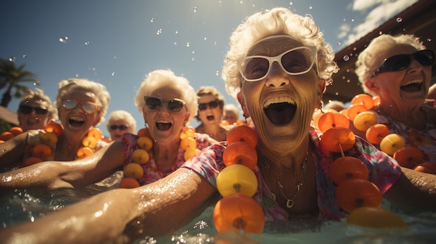 Foto oudere vrouwen in het zwembad generatieve ai