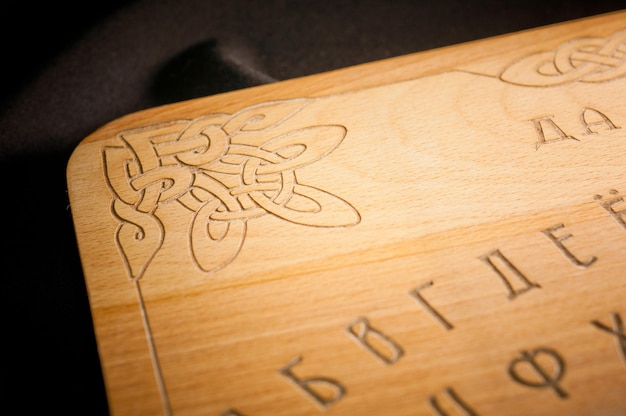 Ouija Board yellow on a black background