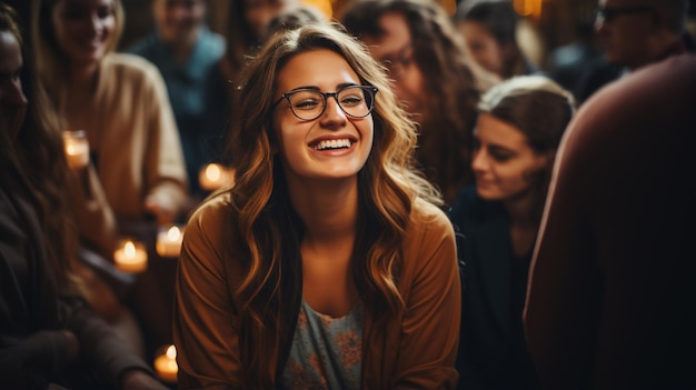 Photo oup of beautiful women friends sitting in cafe