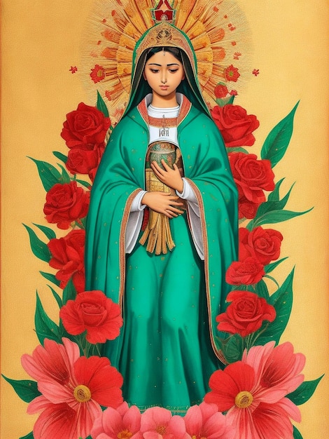 Photo our lady guadalupe with poster roses