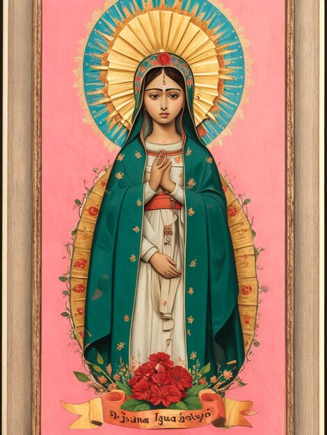 Our lady guadalupe with poster roses