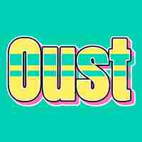Photo oust typography vintage 90s 3d design yellow pink text background photo jpg