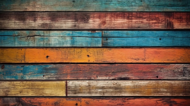 Out of date grungy colorful wood foundation AI Generated