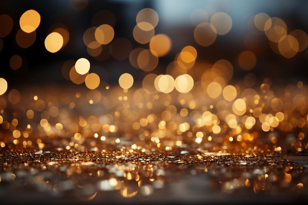 Out of focus background bokeh gold color sparking blight AI generative