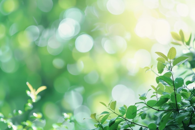 Photo out of focus green bokeh background from nature forest