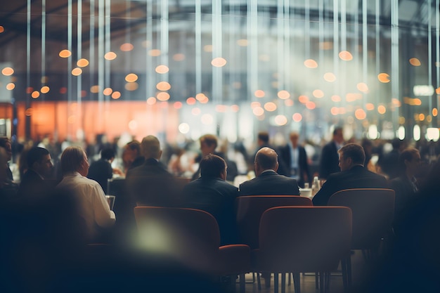 Out of focus image of a large business conference hall