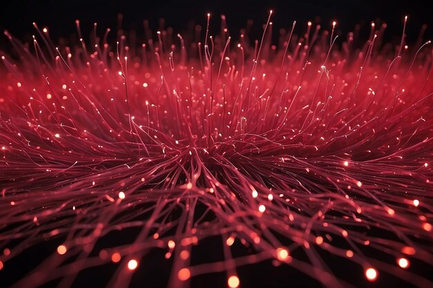 Out of focus red fiber optics lights background