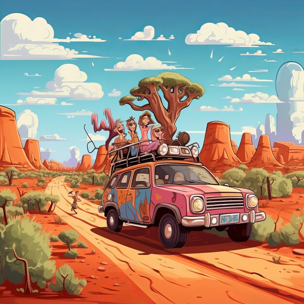 Фото Приключения в глубинке красочные мультфильмы поездка с мамой, папой и детьми в австралию