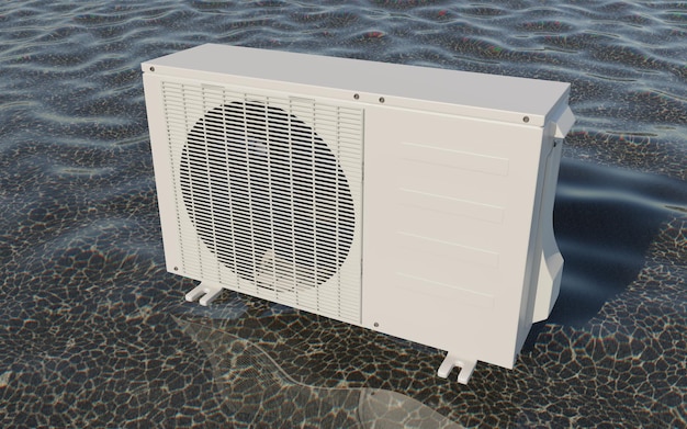 outdoor air conditioner over water 3d