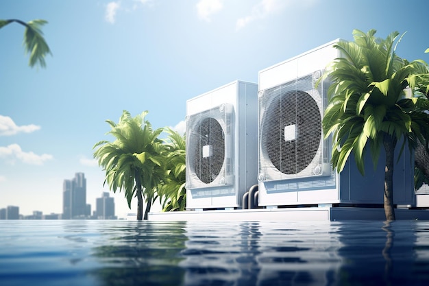 Outdoor air conditioner over water d