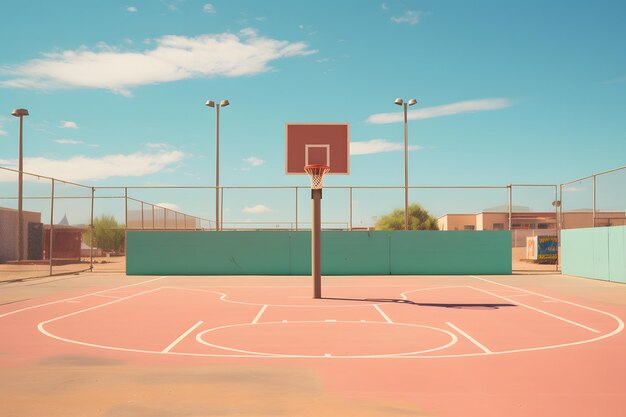 Photo outdoor basketball court at sunny day