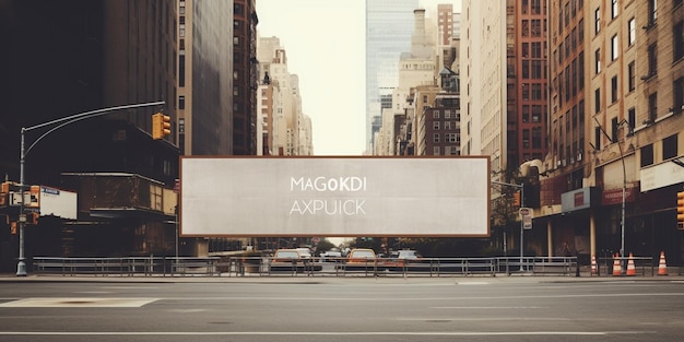 Photo outdoor billboard advertisement mockup background of buildings in big cities generative ai