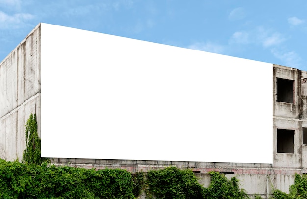 Outdoor billboard on old building with white background