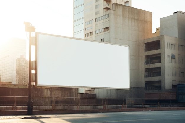 屋外看板白いスクリーンきれいなミニマルな広告メッセージ視覚情報が注目を集める通行人や市民メッセージ広告バナーポスターコピースペース用の空のキャンバス