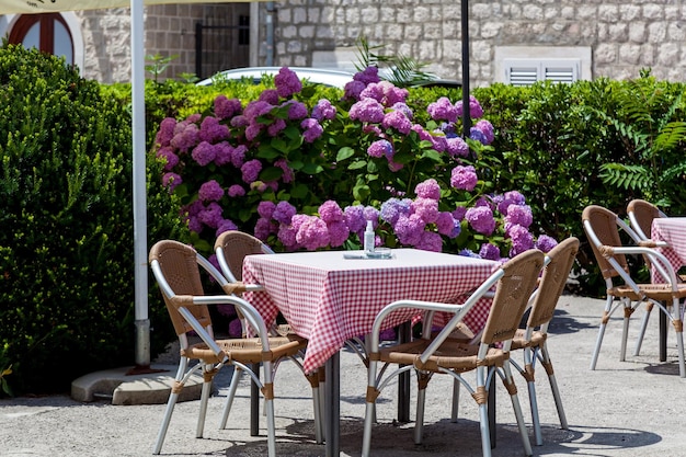 Outdoor cafe table and chairs