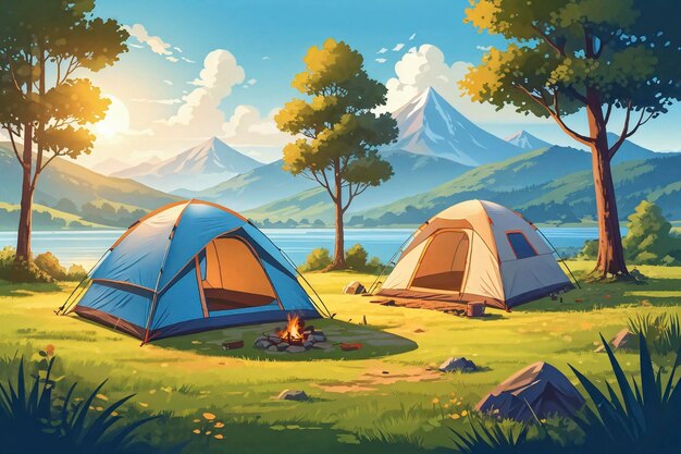 Photo outdoor camping illustration