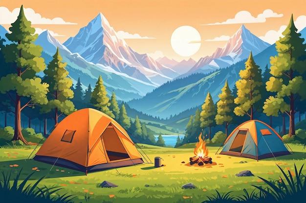 Outdoor camping illustration