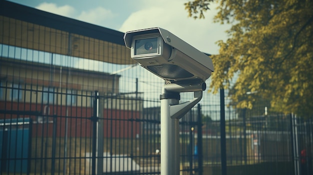 Photo outdoor cctv monitoring security cameras at a school