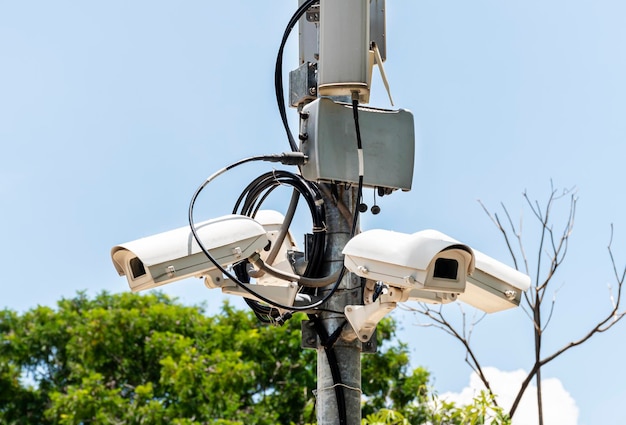 Outdoor CCTV on pole in park