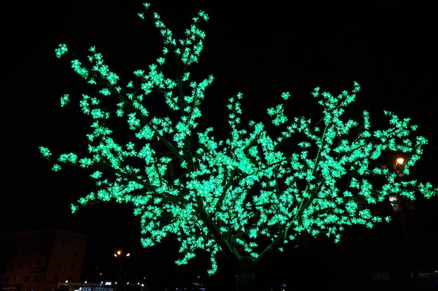 Outdoor Christmas decoration of the city tree garland