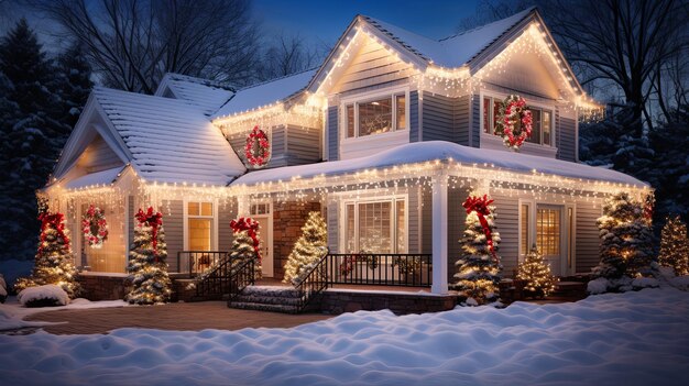 写真 屋外 の クリスマス ライト ディスプレイ