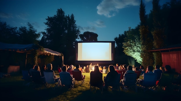 Outdoor cinema night under the stars