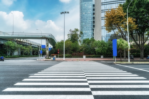 Outdoor city crosswalk line