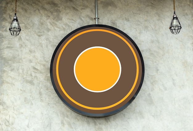 outdoor coffee shop sign over the brick wall background