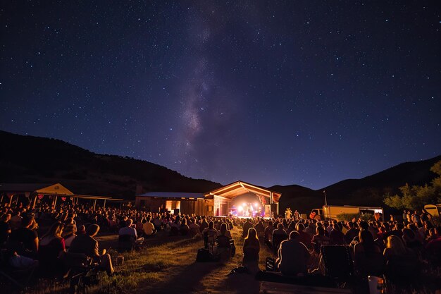 Outdoor concert under moonlit stars photography