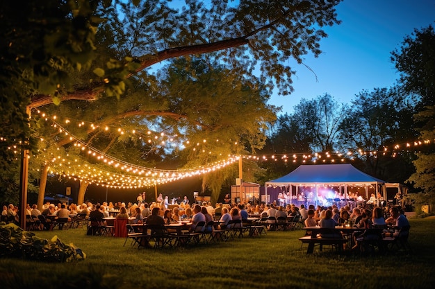 Outdoor concert under the stary night