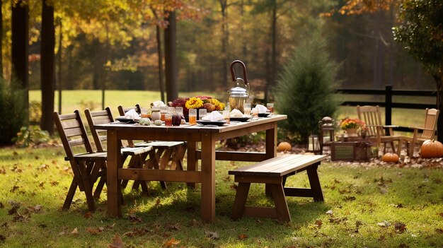 Outdoor feast capture an outdoor thanksgiving feast