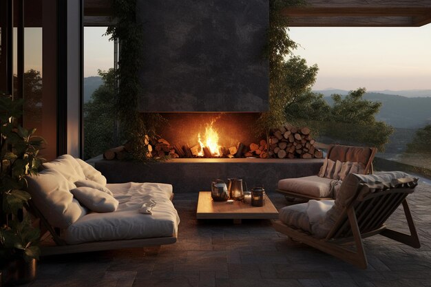 Outdoor fireplaces on terraces