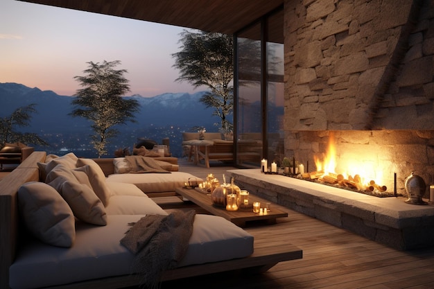 Outdoor fireplaces on terraces