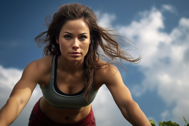 Photo outdoor fitness woman generate ai