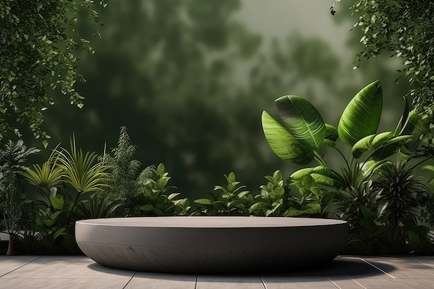 an outdoor garden is covered with plants with an open planter ai generated