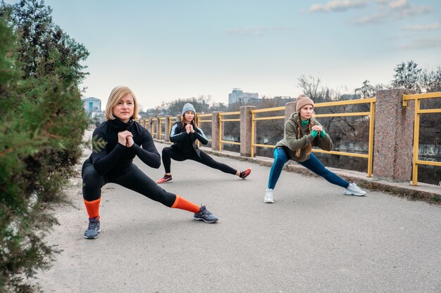 Outdoor gym fitness classes, outside workout.